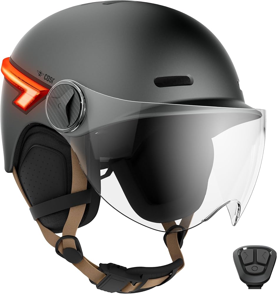 casque-velo-721juq.jpg CASR Glow Casque Vélo & Trottinette, LED Adulte Homme & Femme Gris, M | Visière XL & Cache Oreilles Amovibles, LEDS et Clignotants arrières & ... – Image 1