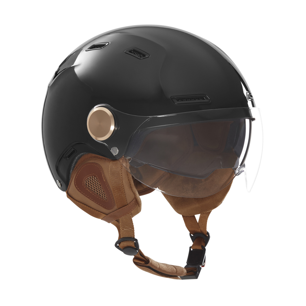 casque-velo-791qpy-1.jpg Casque de Vélo / E bike / Trottinette avec Visière NOIR BRILLANT – Image 1