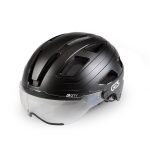 Casque vélo City Noir Mat taille M (55 58 cm) – Avec visière, éclairage LED arrière et 15 ventilations
