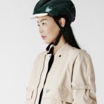 Casque de vélo lumineux ALIX 001. Vert bouteille & Ecru / S