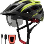 RLQA Casque Velo Homme Femme – Casque VTT/Route avec Visière Magnétique Détachable et Lunettes, 24 Aérations, Feu arrière LED, Taille Réglable ...