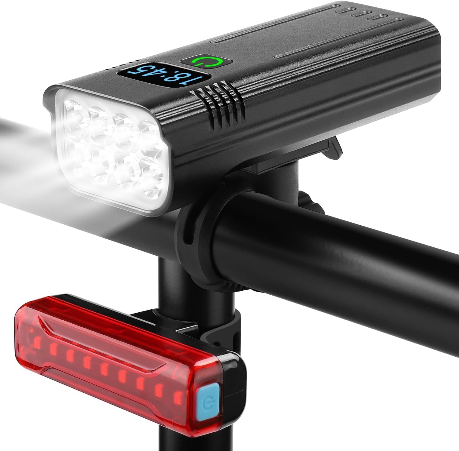 eclairage-velo-151ghx-1.jpg Lumiere Velo 8000 Lumens Lampe Velo 8 LED Puissantes 6400mAh Eclairage Velo | Lumière Vélo Avant et Arrière Rechargeable USB C, Phare Velo pour VTT Course Cycliste : Amazon.fr: Sports et Loisirs – Image 1