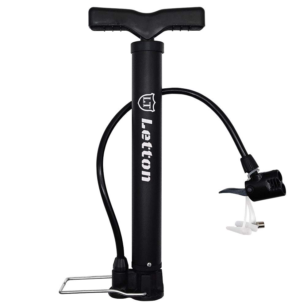 pompe-velo-621gyu-1.jpg Letton Pompe à Pied Portable pour vélo Pompe à air pour Pneu de vélo | Mini Pompe à Pied, vannes Presta et Schrader automatiquement réversibles ... – Image 1