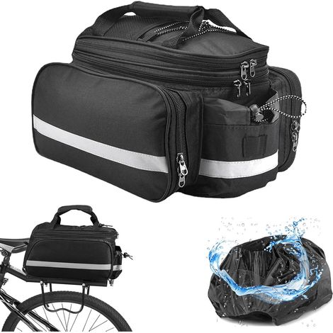 sac-a-velo-530pkp.jpg Sacoche Velo Porte Bagage Arriere Sac de Cadre Velo 3 en 1 25L Étanche Sacoche Vélo avec Couvercle de Pluie Sac Velo Electrique Arrière pour Vélo/VTT Bicyclette Outdoor Voyage (Noir) – Image 1