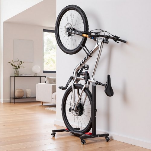 support-a-velo-163wcj.jpg VEVOR Support Vélo Vertical, Support de Vélo au Sol Autoportant avec Roulettes Verrouillables, Hauteur Réglable, Rangement Vertical et Horizontal, en ... – Image 1