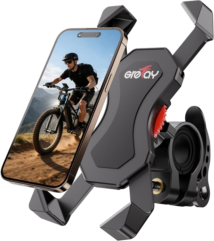 support-telephone-velo-910sph-1.jpg Grefay Support Telephone Velo Moto Porte Telephone Velo Moto | Universel Support Telephone Trotinette Electrique, Scooter, VTT avec 360° Rotation pour ... – Image 1